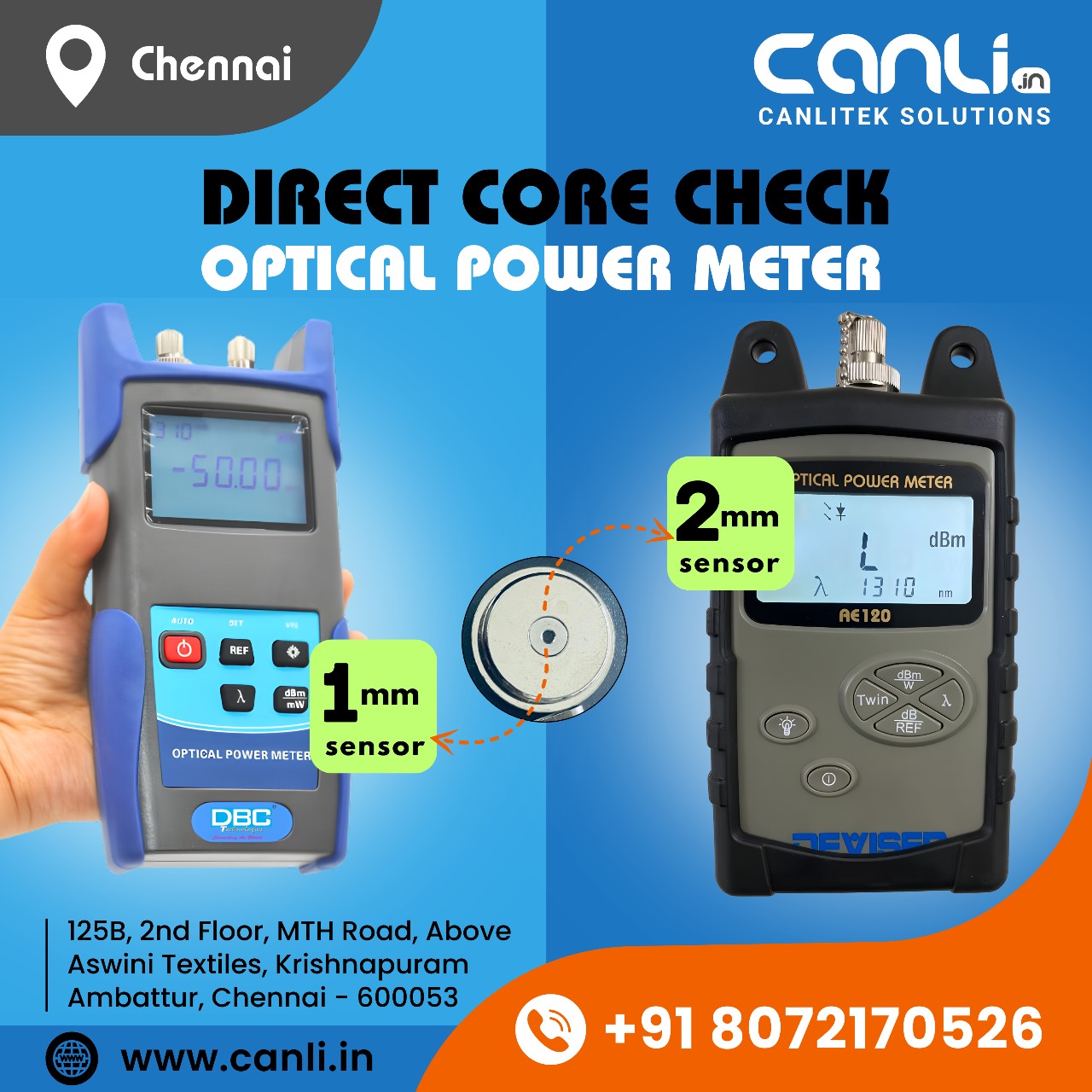 DBC Optical Meter and Deviser AE120 Optical Meter at best offer price from Canlitek Solutions, Chennai