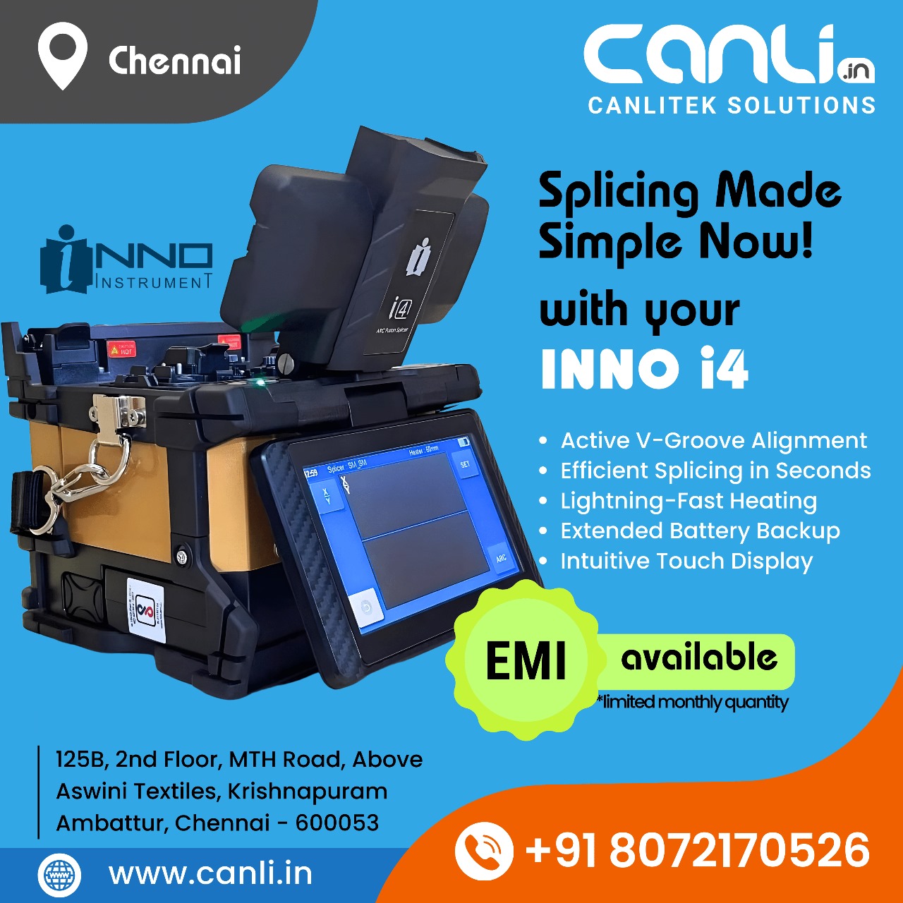 Best Splicing Machine iNNO i4 on EMI offer from Canlitek Solutions Chennai