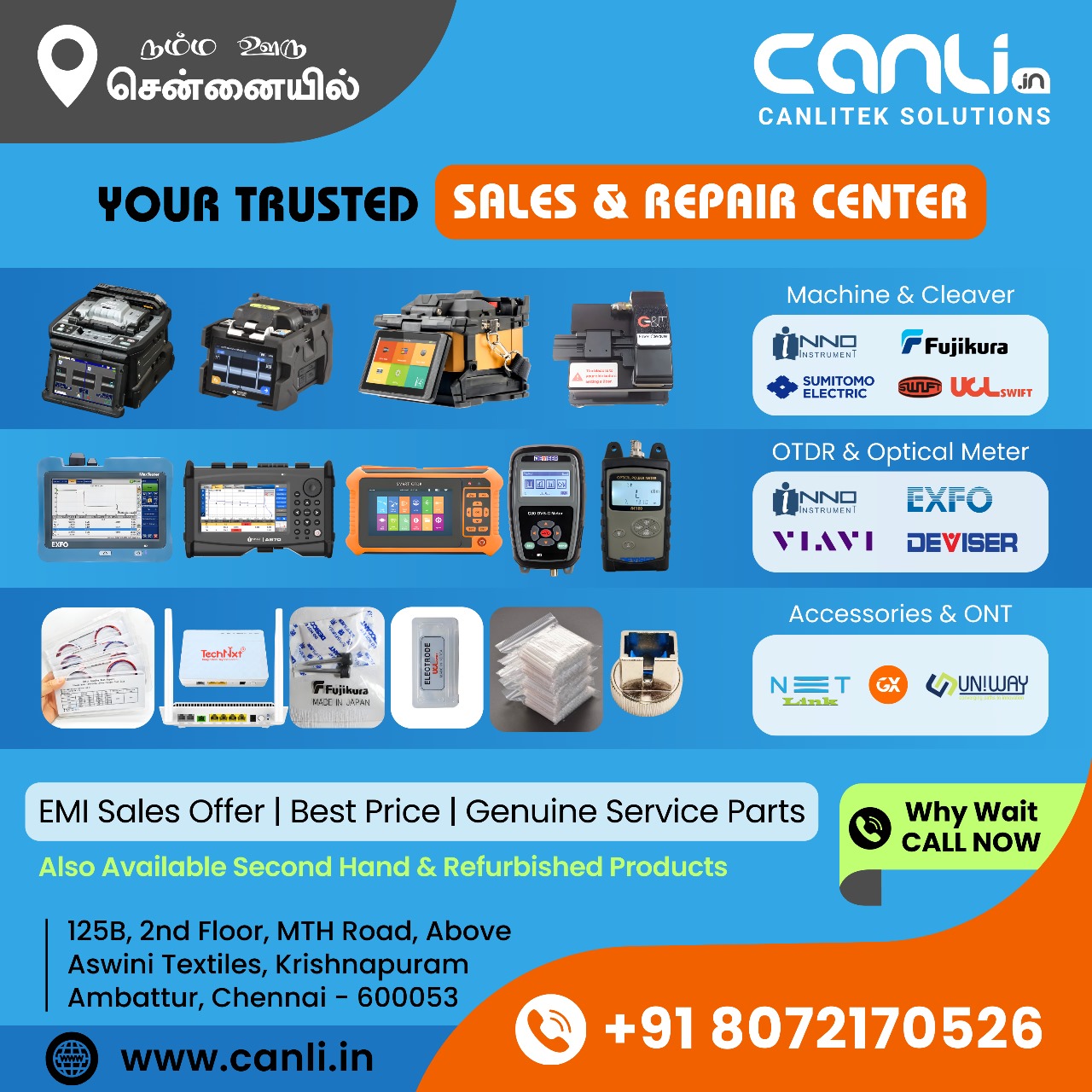 OTDR and Splicing Machine Sales and Service Center in Chennai Canlitek Solutions