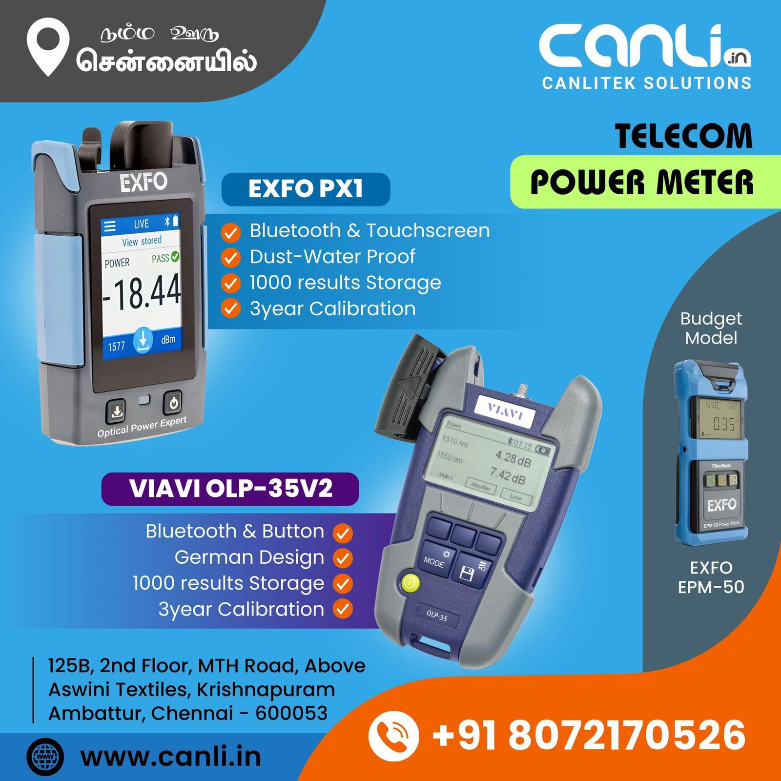 Upgrade Your Telecommunication OFC Projects with High Precision Optical Power Meters from Canlitek Solutions, Chennai