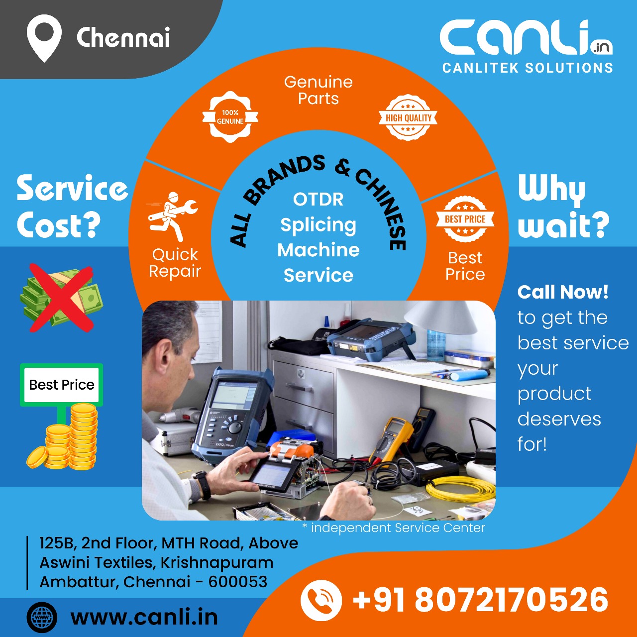 All brands OTDR and Splicing machine Service in Chennai